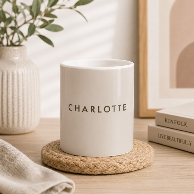 Taza de café personalizada beige moderna (Subido por el creador)