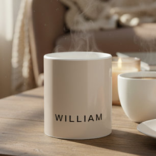 Taza de café personalizada beige y monograma con p