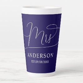 Taza de café personalizada clásica chic azul marin