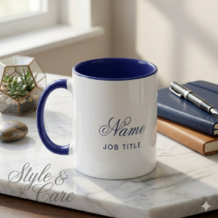Taza de café personalizada combo azul marino con n