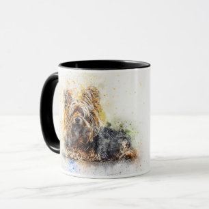 Taza de café personalizada con acuarela de Yorkshi