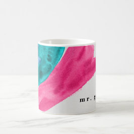 Taza de café personalizada con acuarela rosa inten