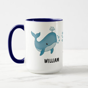 Taza de café personalizada con ballena linda dibuj