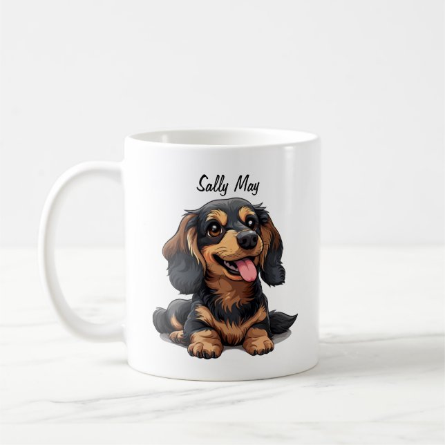 Taza de café personalizada con cachorro de Dachshu (Izquierda)