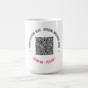 Taza de café personalizada con código QR y texto