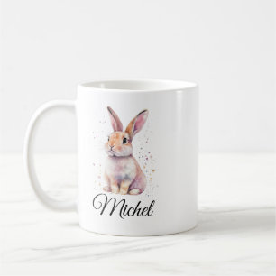 Taza de café personalizada con conejo adorable