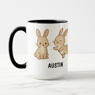 Taza de café personalizada con conejo adorable dib