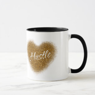 Taza de café personalizada con corazón HUSTLE y br