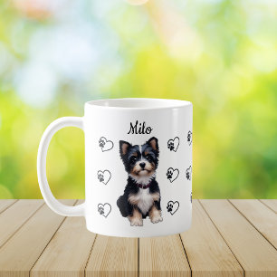 Taza de café personalizada con corazones y patas d