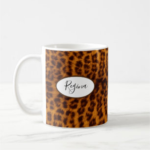 Taza de café personalizada con estampado de leopar