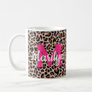 Taza de café personalizada con estampado de leopar