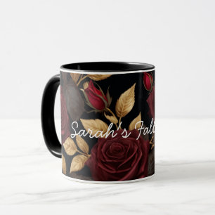 Taza de café personalizada con flores románticas o