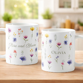 Taza de café personalizada con flores silvestres R
