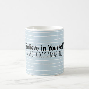 Taza de café personalizada con franja azul regalo
