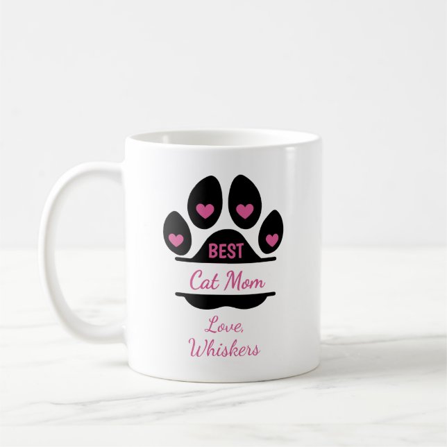 Taza de café personalizada con huella de garra de  (Izquierda)