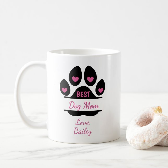 Taza de café personalizada con huella de pata de l (Con donut)