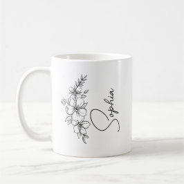 Taza de café personalizada con la flor de nacimien