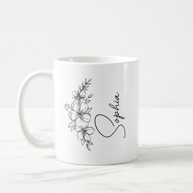Taza de café personalizada con la flor de nacimien (Izquierda)