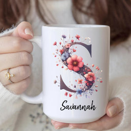 Taza de café personalizada con la flor de nacimien