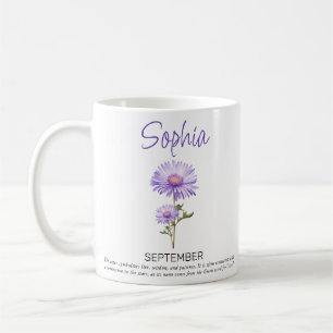 Taza de café personalizada con la flor de nacimien
