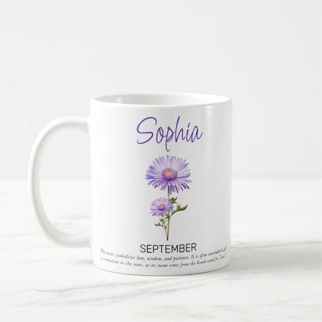 Taza de café personalizada con la flor de nacimien (Izquierda)
