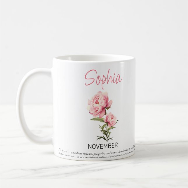 Taza de café personalizada con la flor de nacimien (Izquierda)