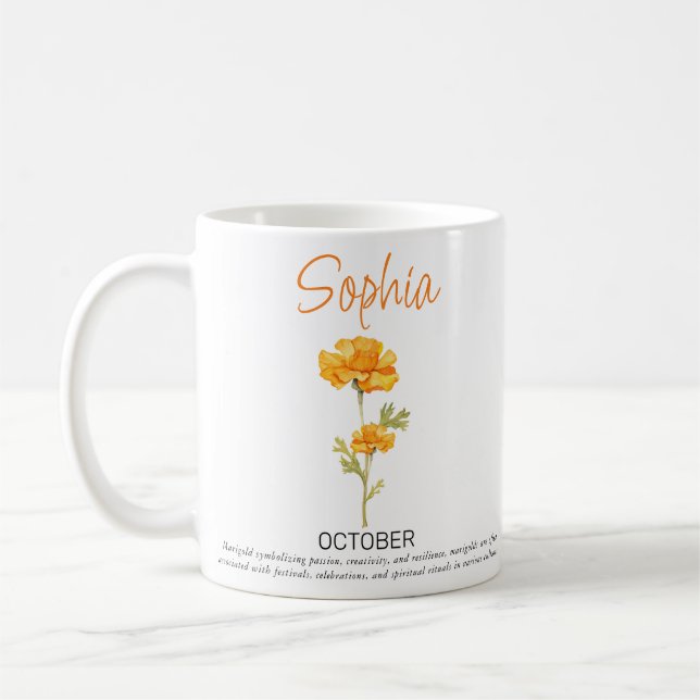 Taza de café personalizada con la flor de nacimien (Izquierda)