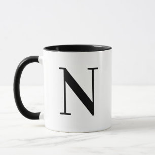 Taza de café personalizada con letra N monograma n