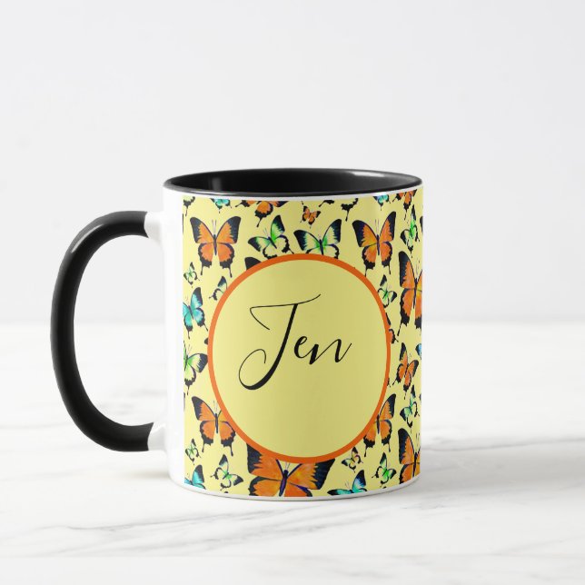 Taza de café personalizada con mariposas de verano (Izquierda)