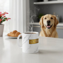 Taza de café personalizada con mármol y nombre en 