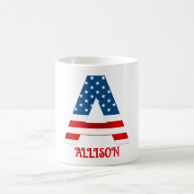 Taza de café personalizada con monograma del 4 de