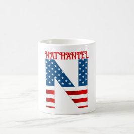 Taza de café personalizada con monograma del 4 de
