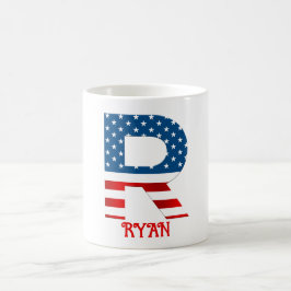 Taza de café personalizada con monograma del 4 de