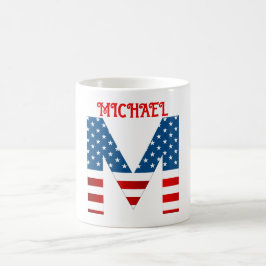 Taza de café personalizada con monograma del 4 de