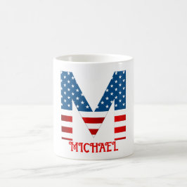 Taza de café personalizada con monograma del 4 de