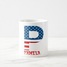 Taza de café personalizada con monograma del 4 de