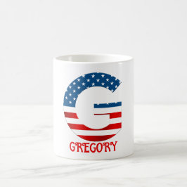 Taza de café personalizada con monograma del 4 de