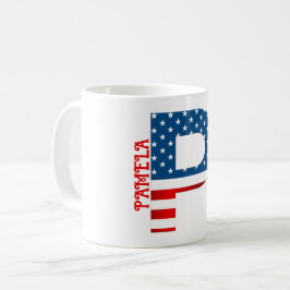 Taza de café personalizada con monograma del 4 de