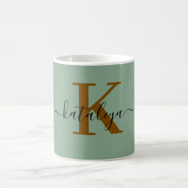 Taza de café personalizada con monograma negro y n
