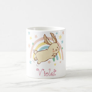 Taza de café personalizada con nombre de conejito