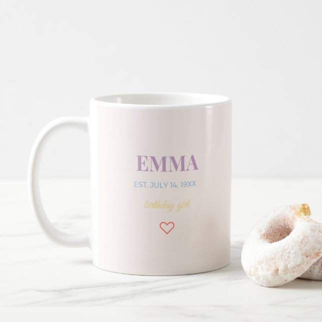 Taza de café personalizada con nombre para cumplea (Con donut)