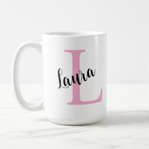 Taza de café personalizada con nombre y inicial