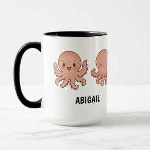 Taza de café personalizada con pulpo rosa lindo di