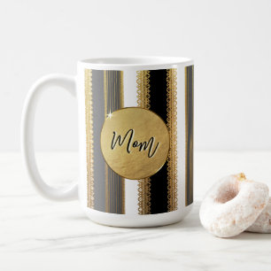 Taza de café personalizada con rayas doradas de ma