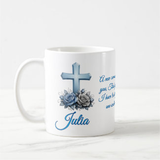 Taza de café personalizada con rosa Juan 13:34