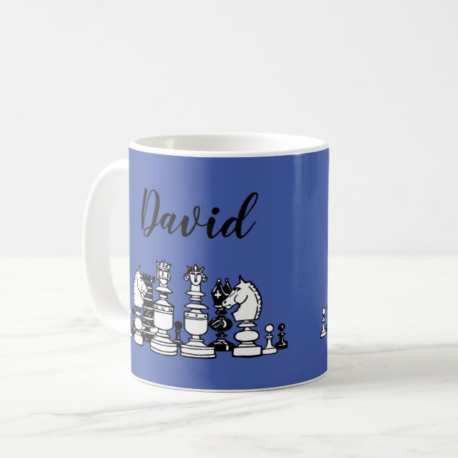 Taza de café personalizada con tema de ajedrez (Anverso izquierdo)