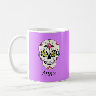 Taza de café personalizada cráneo púrpura del