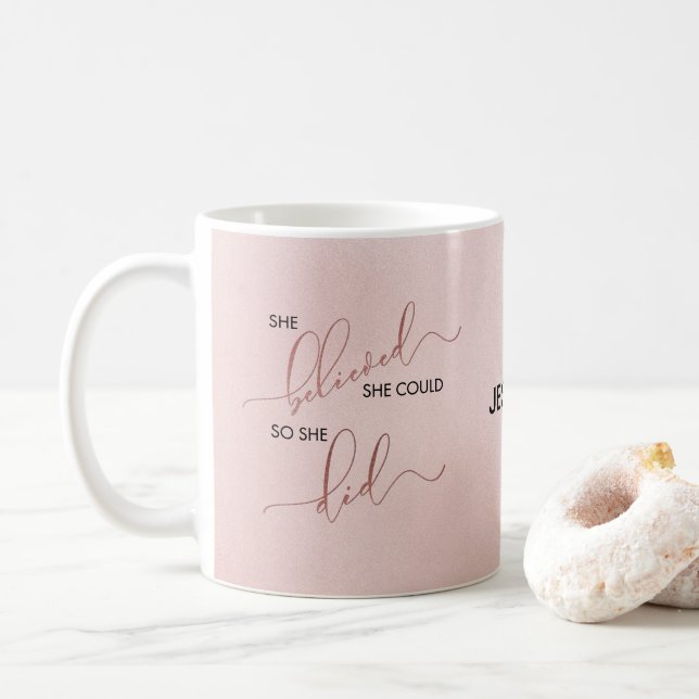 Taza De Café Personalizada Creía Que Podía Subió Oro (Con donut)