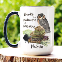 Taza de café personalizada de búho mago para amant