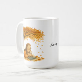 Taza de café personalizada de erizo de otoño bajo
